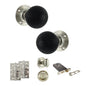 Old English Whitby Door Knob Pack (Lock Set - Horizontal Bathlock, 4" Slim Knuckle Hinges x2) - Polished Nickel - Default