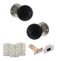 Old English Whitby Door Knob Pack (Latch Set - 4" HD Latch, 4" Fire Rated Hinges x3) - Satin Nickel - Default