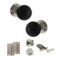 Old English Whitby Door Knob Pack (Lock Set - Horizontal Bathlock, 4" Slim Knuckle Hinges x2) - Satin Nickel - Default