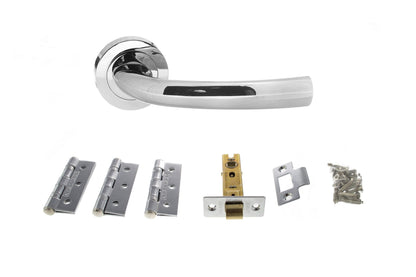 Atlantic Nevada Door Pack Bundle (3" Latch, 3"x2" Hingesx3) - Polished Chrome