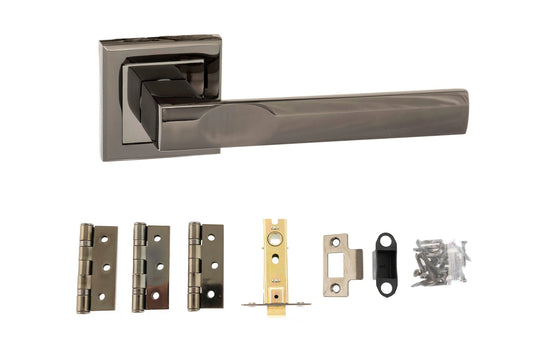 Atlantic Kansas Door Pack Bundle (2.5" Latch, 3"x2" Hingesx3) - Black Nickel
