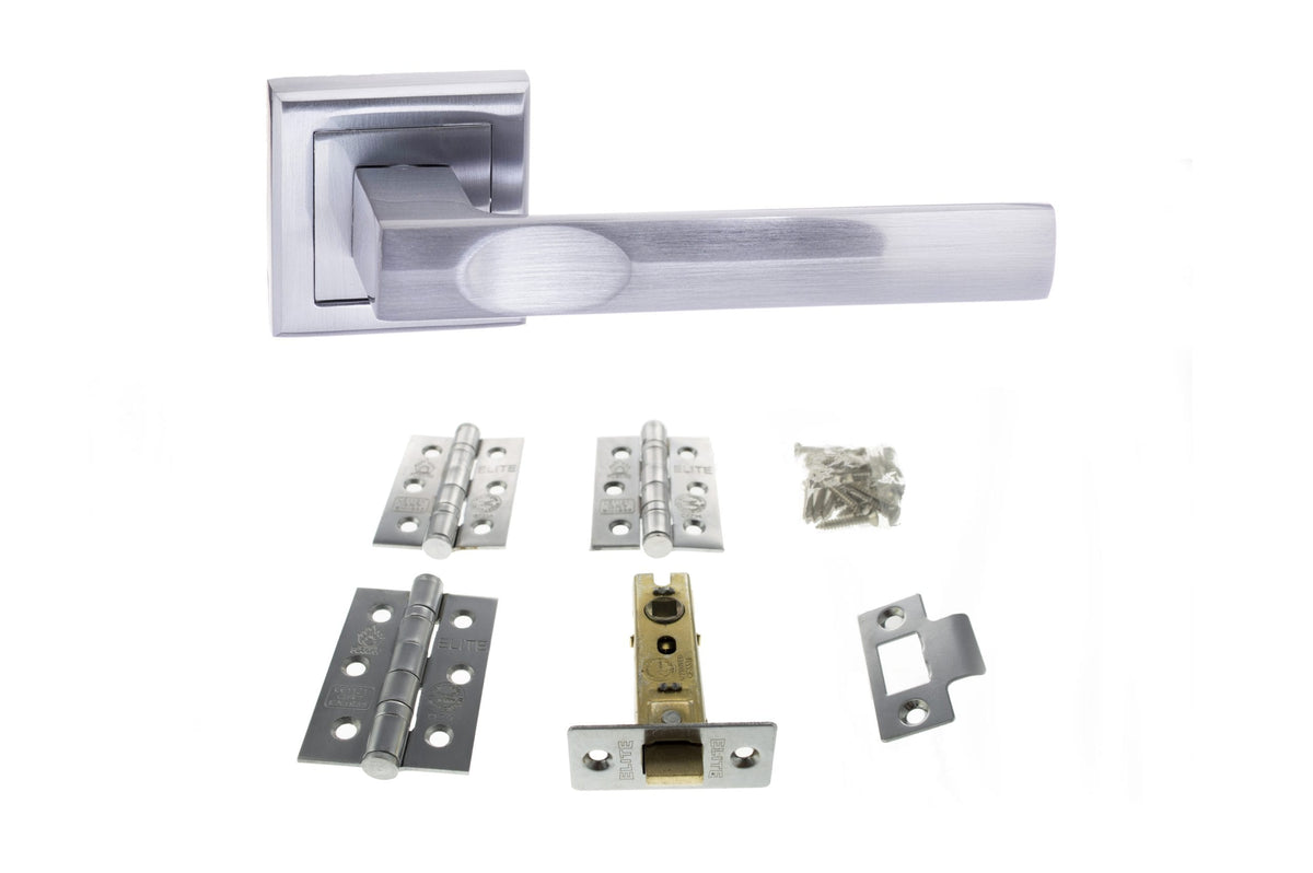 Atlantic Kansas Door Pack Bundle (3" Latch, 3"x2" Hingesx3) - Satin Chrome