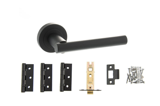 Atlantic Nebraska Door Pack Bundle (3" Latch, 3"x2" Hingesx3) - Matt Black