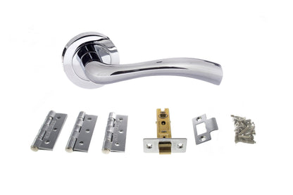 Atlantic Texas Door Pack Bundle (2.5" Latch, 3"x2" Hingesx3) - Polished Chrome
