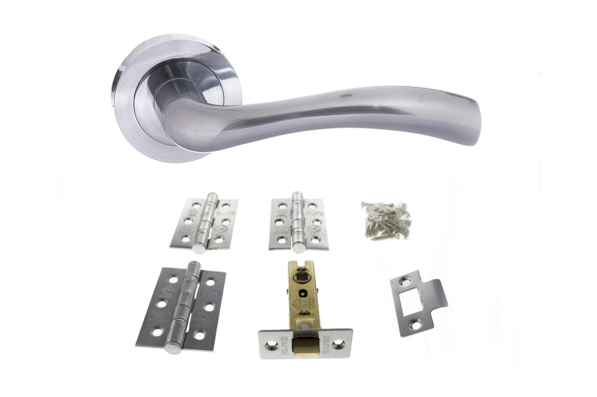 Atlantic Texas Door Pack Bundle (3" Latch + 3"x2" Hingesx3) - Satin Chrome