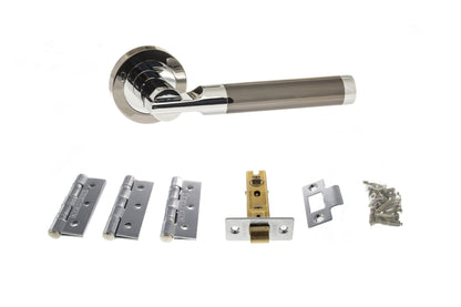 Atlantic Dakota Door Pack Bundle (3" Latch, 3"x2" Hingesx3) - Black Nickel/Polished Chrome