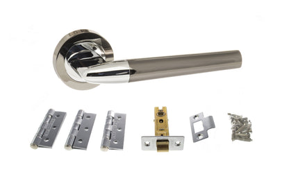 Atlantic Tennessee Door Pack Bundle (2.5" Latch, 3"x2" Hingesx3) - Black Nickel/Polished Chrome