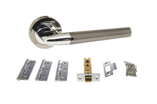 Atlantic Tennessee Door Pack Bundle (2.5" Latch, 3"x2" Hingesx3) - Black Nickel/Polished Chrome