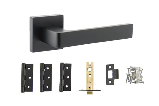 Atlantic Montana Door Pack Bundle (3" Latch + 3"x2" Hingesx3) - Matt Black