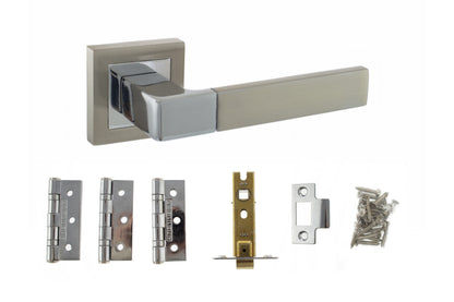 Atlantic Montana Door Pack Bundle (2.5" Latch, 3"x2" Hingesx3) - Satin Nickel/Polished Chrome