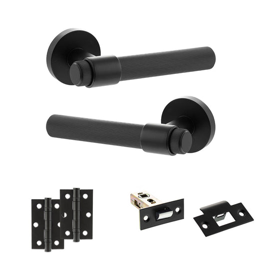 Senza Pari Fasana Door Handle Pack (Latch Set - 2.5" Latch, 3" Hinges x2) - Matt Black - Default