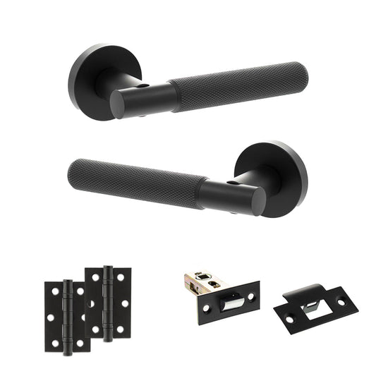 Senza Pari Rosarno Door Handle Pack (Latch Set - 2.5" Latch, 3" Hinges x2) - Matt Black - Default