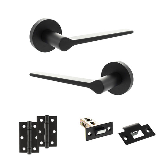 Senza Pari Laviano Door Handle Pack (Latch Set - 2.5" Latch, 3" Hinges x2) - Matt Black - Default
