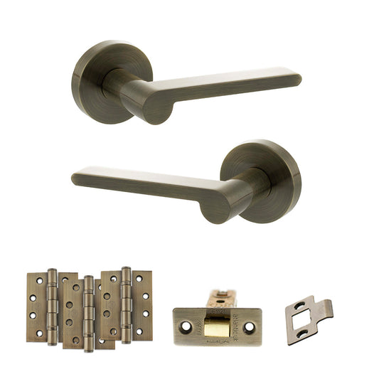 Senza Pari Darrio Door Handle Pack (Latch Set - 2.5" CE Latch, 4" Fire Rated Hinges x3) - Antique Brass - Default
