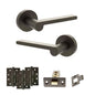 Senza Pari Darrio Door Handle Pack (Latch Set - 3" CE Latch, 4" Fire Rated Hinges x3) - Urban Dark Bronze - Default