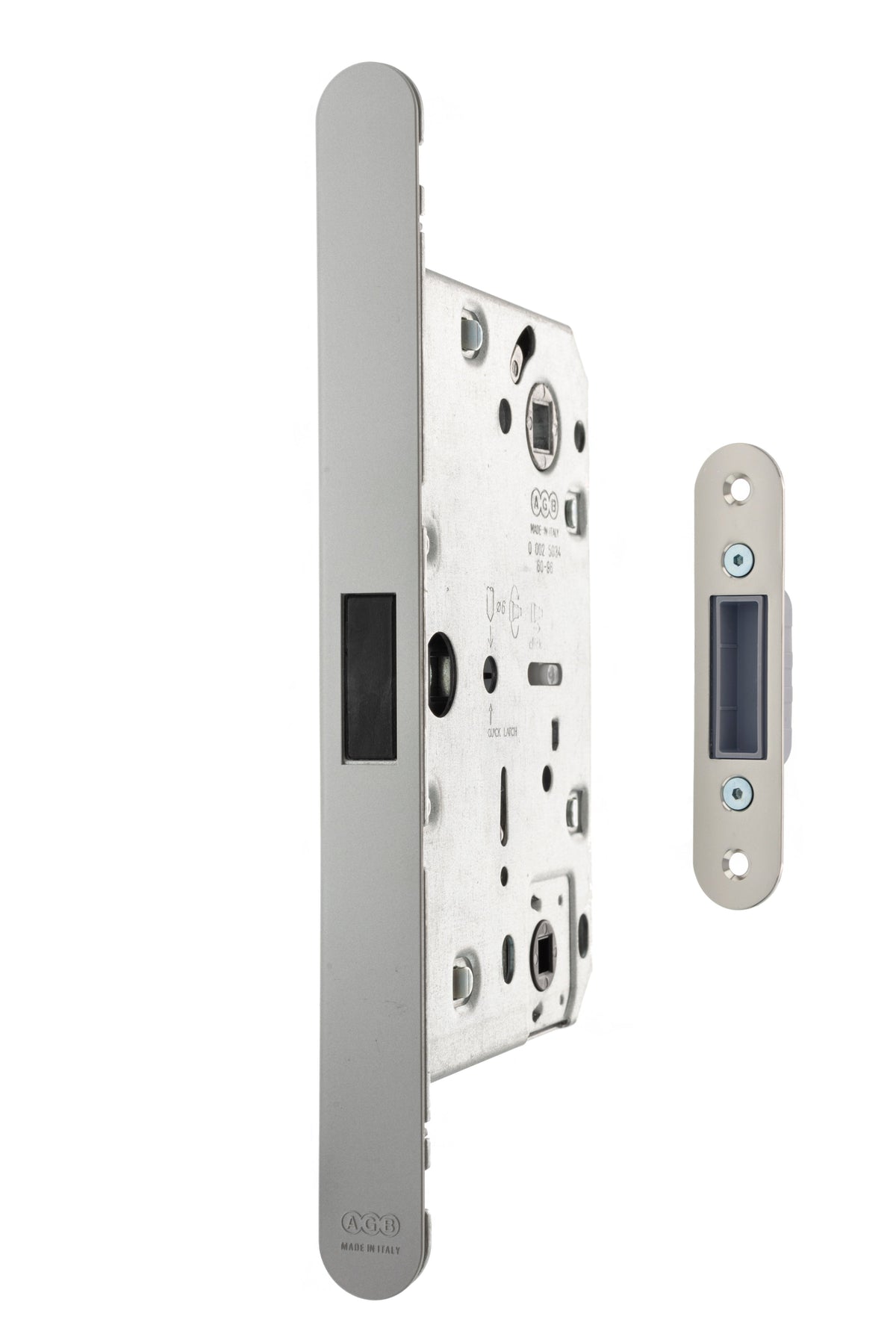 AGB Revolution XT Magnetic Bathroom Lock - Satin Chrome - 60mm backset