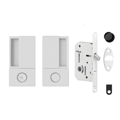 AGB Wave Flush Pocket Door Handle & Bathroom Lock - White - Default