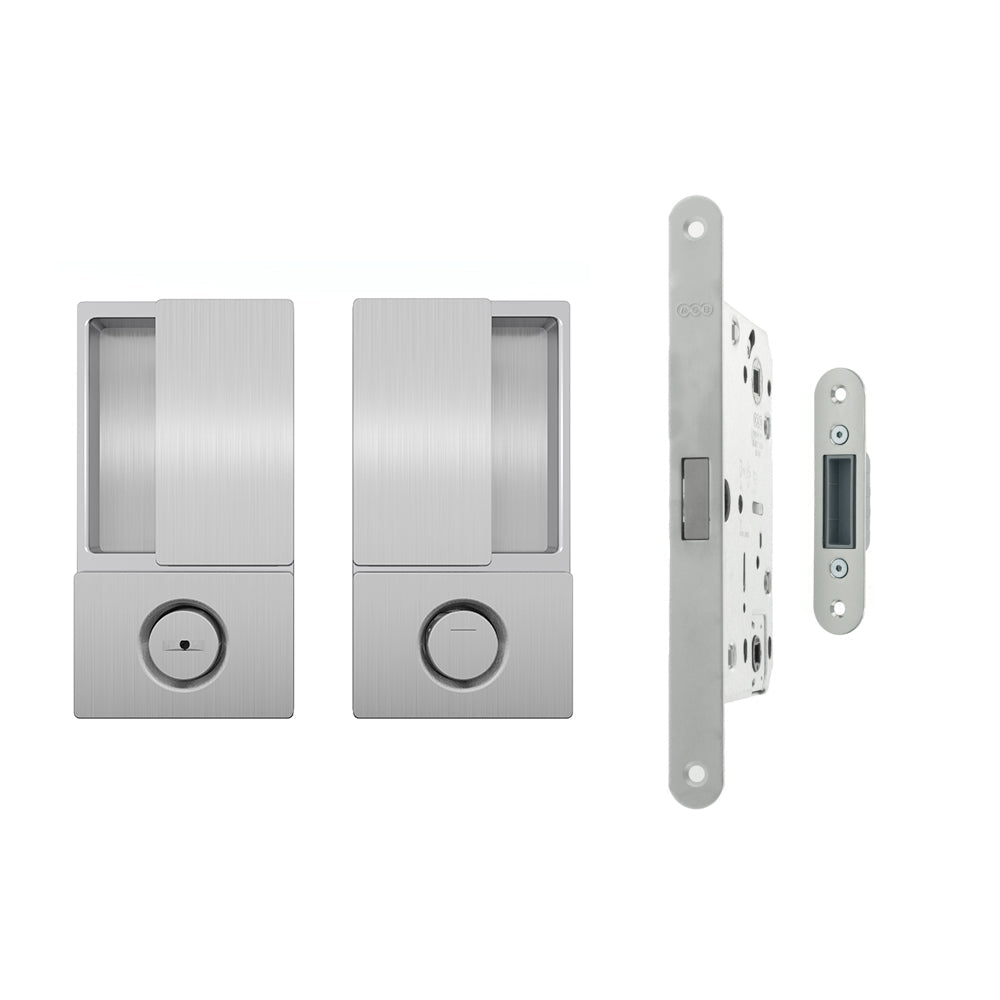 AGB Wave Flush Door Handle & Bathroom Lock Set by Atlantic Hardware