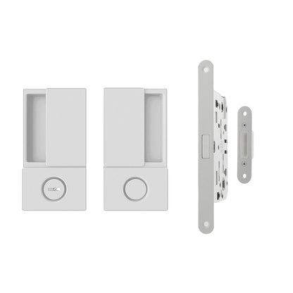 AGB Wave Flush Door Handle & Bathroom Lock - White - Default