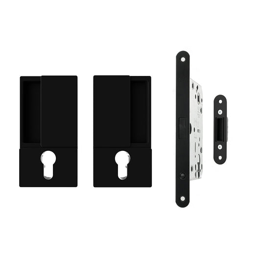 AGB Wave Flush Door Handle & Euro Profile Lock Set by Atlantic Hardware