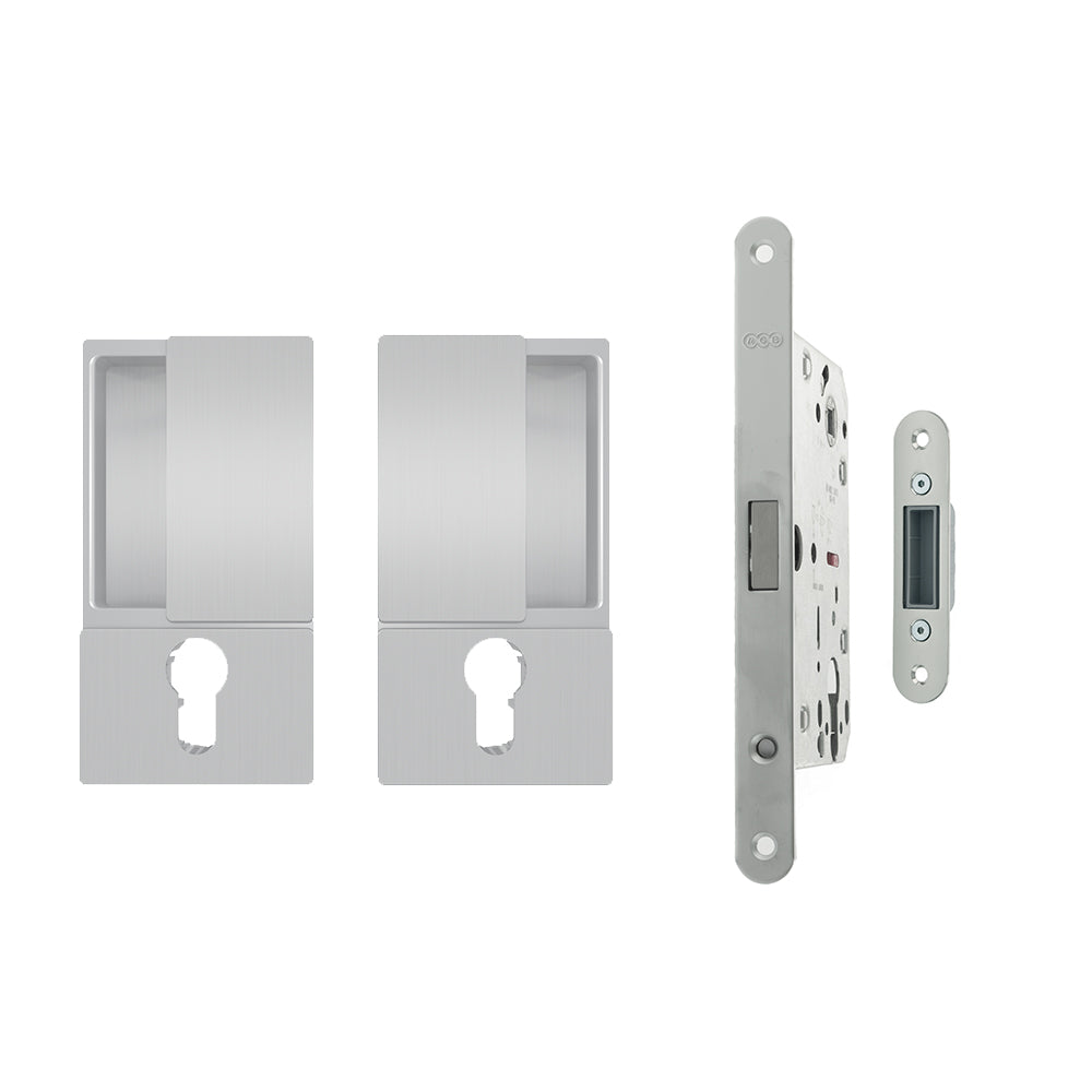 AGB Wave Flush Door Handle & Euro Profile Lock Set by Atlantic Hardware