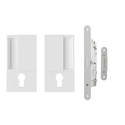 AGB Wave Flush Door Handle & Euro Profile Lock - White - Default
