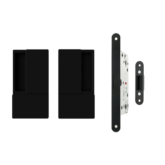 AGB Wave Flush Door Handle & Latch - Matt Black - Default