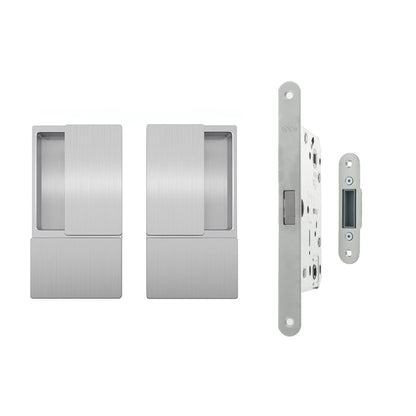 AGB Wave Flush Door Handle & Latch - Satin Chrome - Default