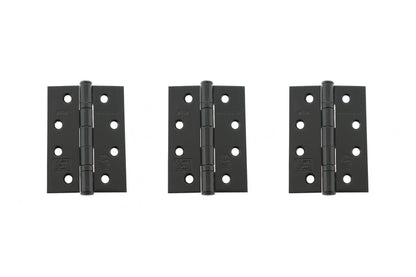 Atlantic Ball Bearing Hinges Grade 11 Fire Rated 4" x 3" x 2.5mm - Matt Black - 4" x 3" x 2.5mm