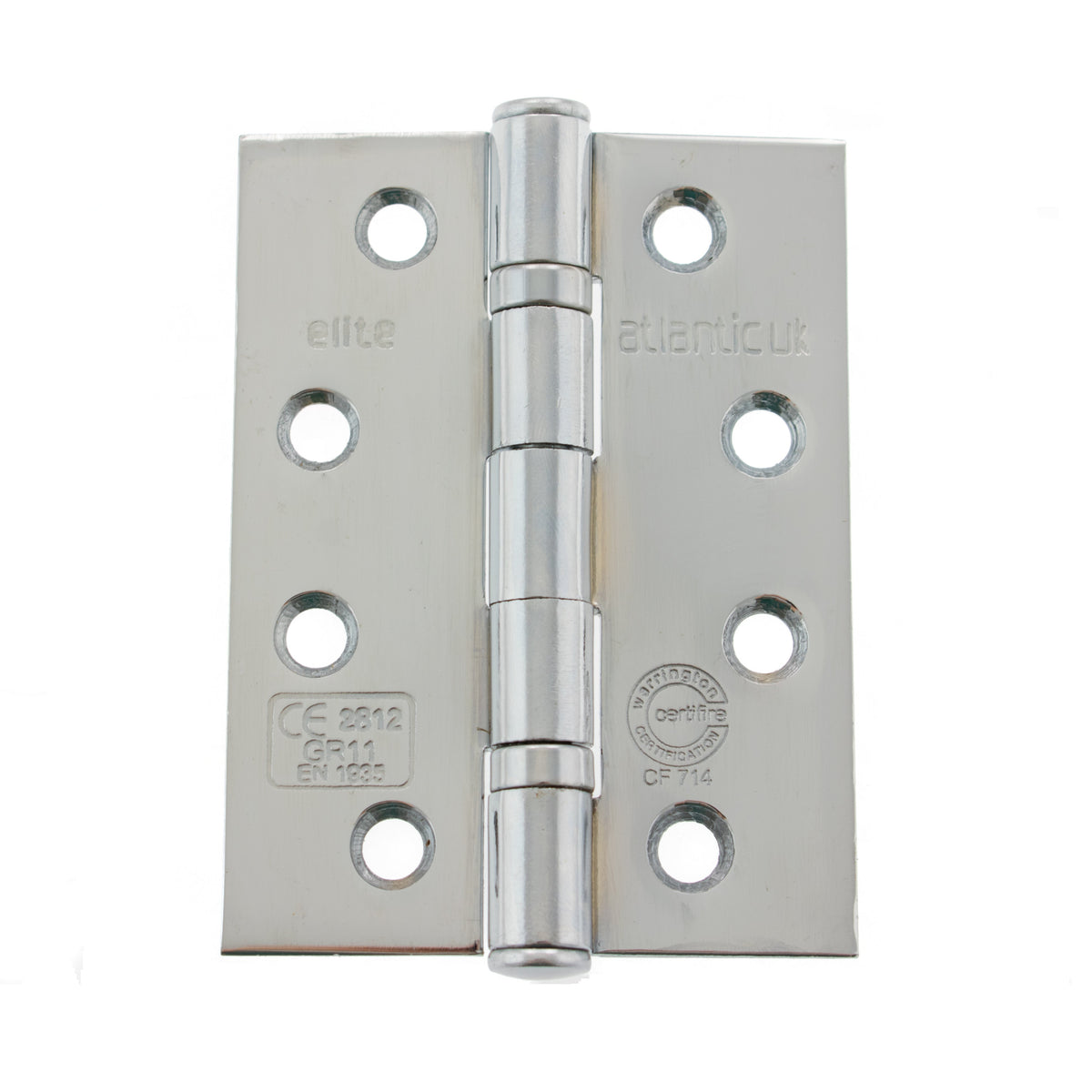 Atlantic Ball Bearing Hinges Grade 11 Fire Rated - Polished Chrome - 4" x 3" x 2.5mm