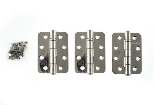 Atlantic Radius Corner Ball Bearing Hinges 4" X 3" X 3mm - Polished Stainless Steel - 4" x 3" x 3mm