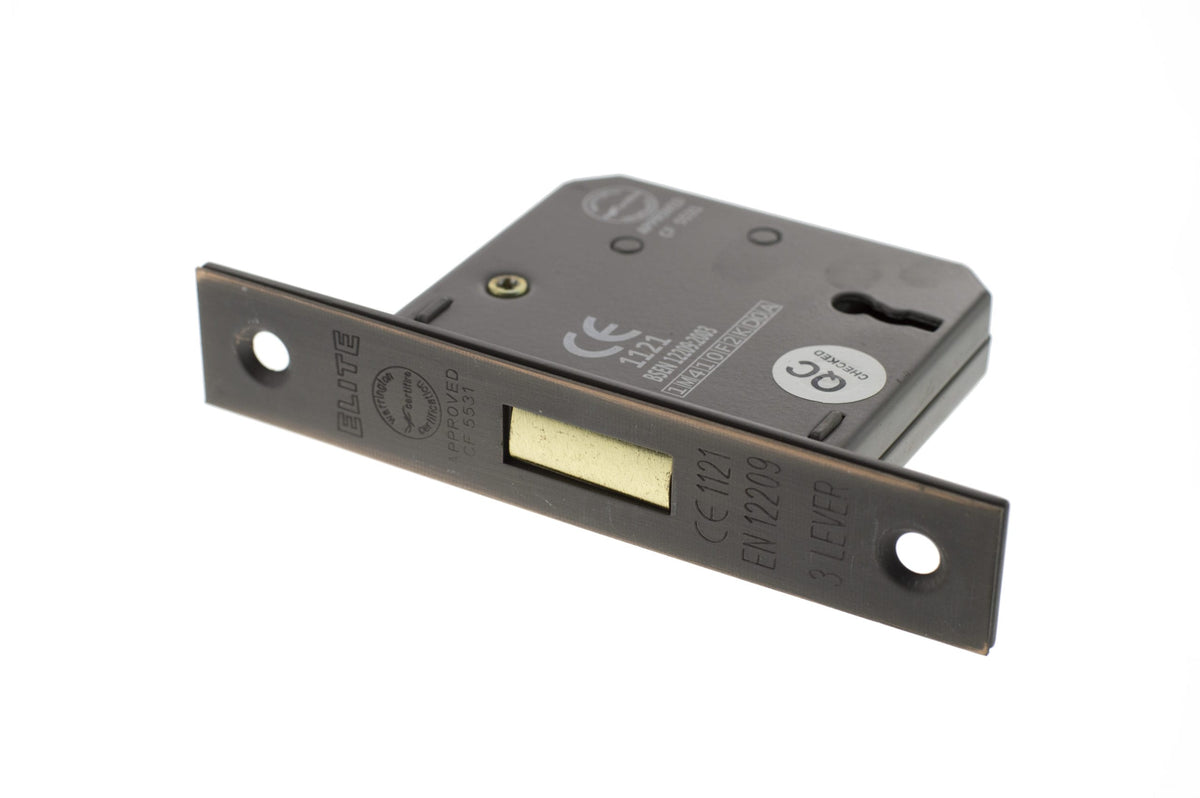 Atlantic 3 Lever Key Deadlock [CE] - Antique Copper - 2.5"