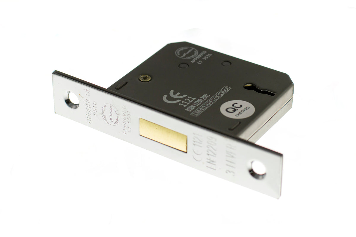 Atlantic 3 Lever Key Deadlock [CE] - Polished Chrome - 2.5"