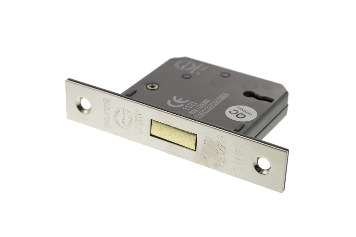 Atlantic 3 Lever Key Deadlock [CE] - Polished Nickel - 2.5"