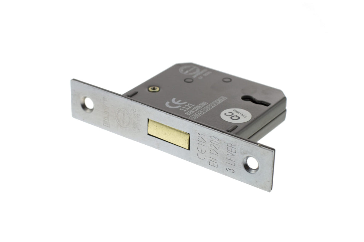 Atlantic 3 Lever Key Deadlock [CE] - Satin Chrome - 2.5"