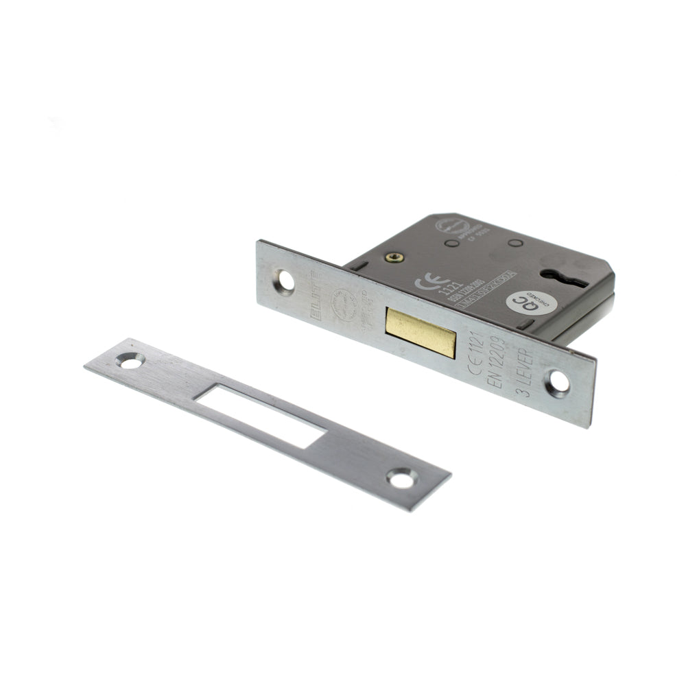 Atlantic 3 Lever Key Deadlock [CE] Keyed Alike 2.5" - Satin Chrome