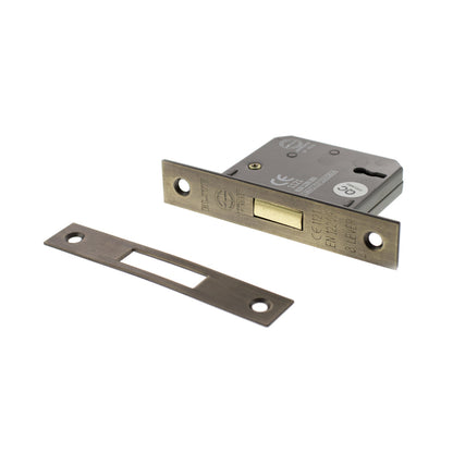 Atlantic 3 Lever Key Deadlock [CE] Keyed Alike 3" - Matt Antique Brass