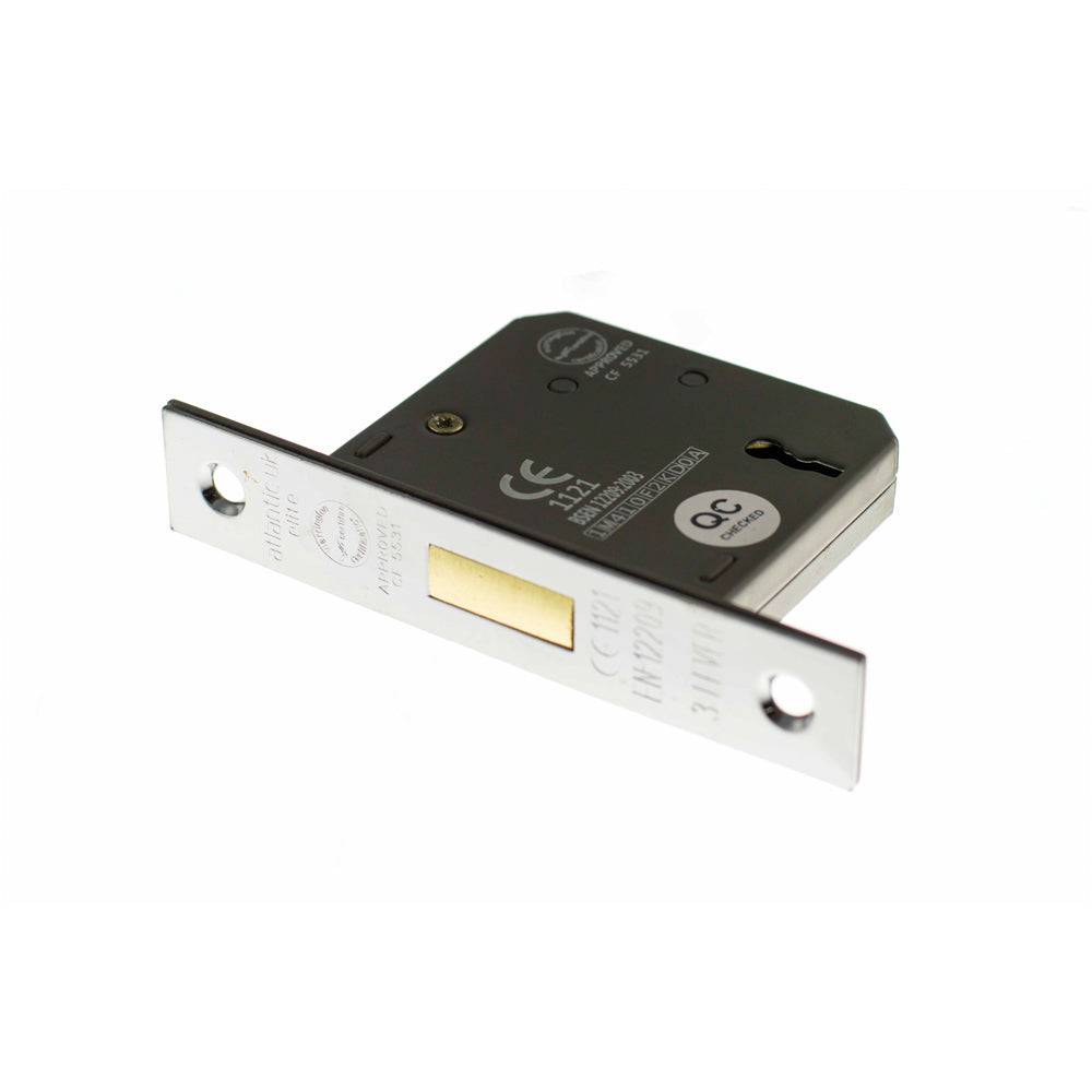 Atlantic 3 Lever Key Deadlock [CE] Keyed Alike 3" - Polished Chrome