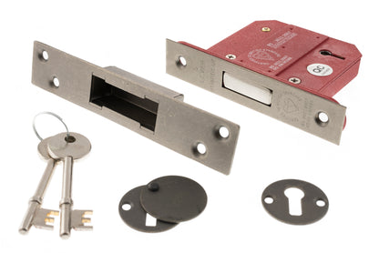 Atlantic 5 Lever Key Deadlock [BS] - Distressed Silver - 2.5"