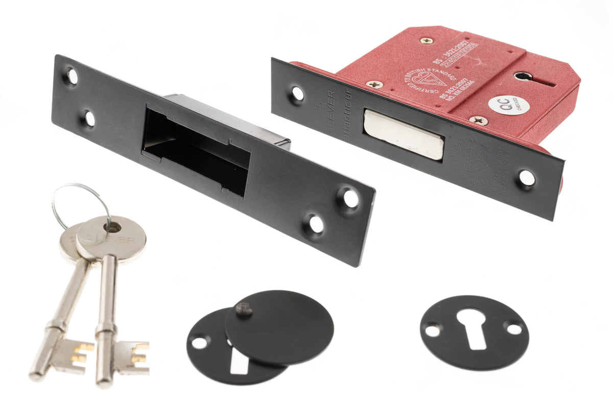 Atlantic 5 Lever Key Deadlock [BS] - Matt Black - 2.5"