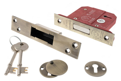 Atlantic 5 Lever Key Deadlock [BS] - Antique Brass - 3"