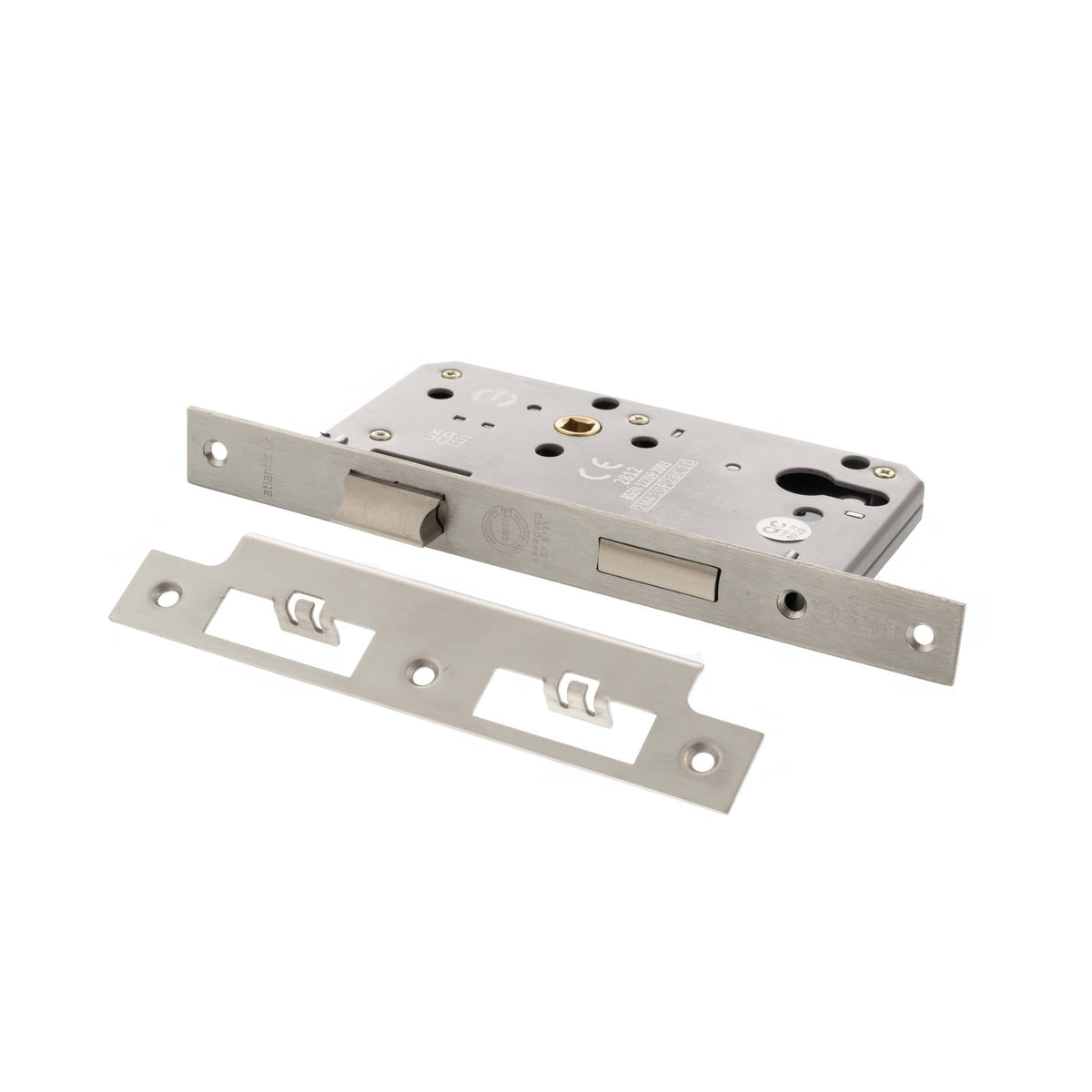 Atlantic DIN Euro Profile Sashlock Double Throw 60mm backset - Satin Stainless Steel - Default