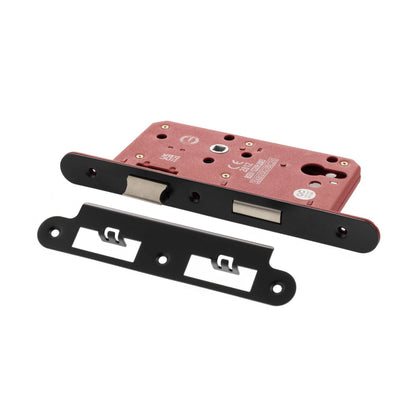 Atlantic DIN Radius Euro Profile Sashlock Double Throw 60mm backset - Matt Black - Default