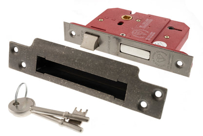 Atlantic 5 Lever Key Sashlock [BS] - Distressed Silver - 3"