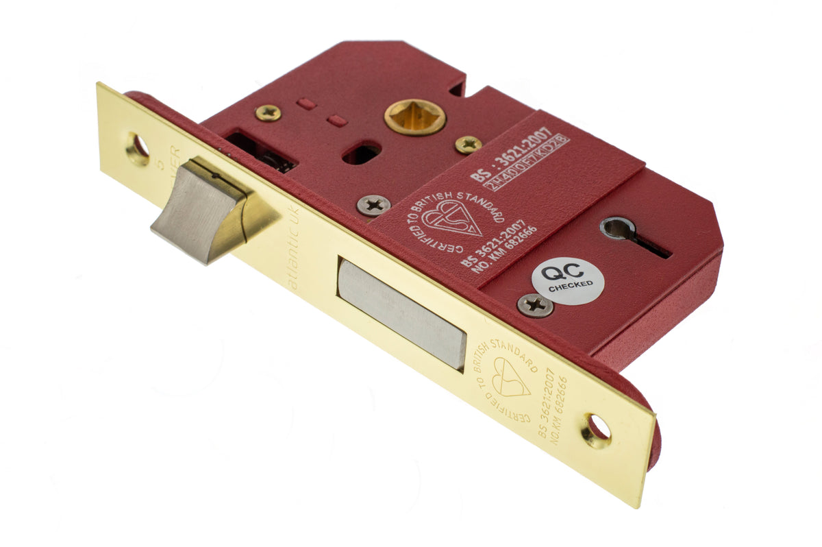 Atlantic 5 Lever Key Sashlock [BS] - Polished Brass - 3"