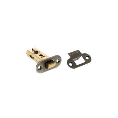 Atlantic Fire-Rated CE Marked Bolt Through Tubular Radius Latch - Distressed Silver - 2.5"