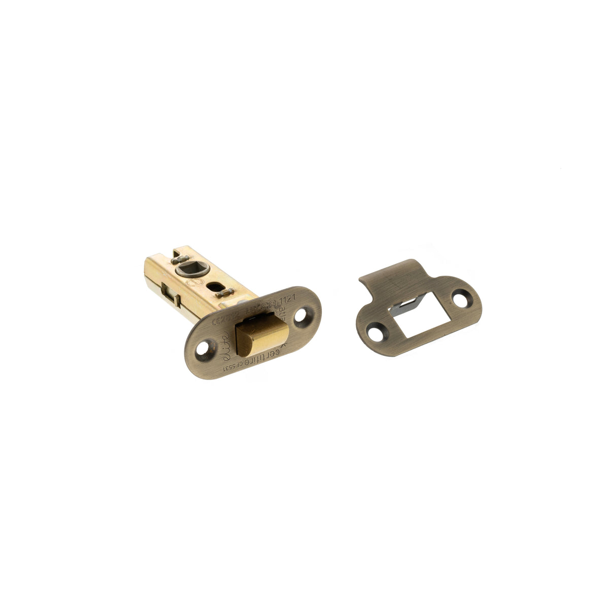 Atlantic Fire-Rated CE Marked Bolt Through Tubular Radius Latch - Matt Antique Brass - 2.5"