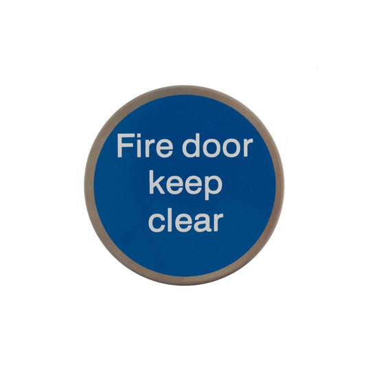 Atlantic Fire Door Keep Clear Disc Sign 3M Adhesive 75mm - Satin Stainless Steel - Default