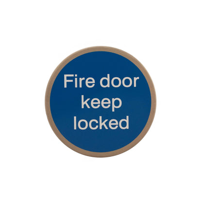 Atlantic Fire Door Keep Locked Disc Sign 3M Adhesive 75mm - Satin Stainless Steel - Default