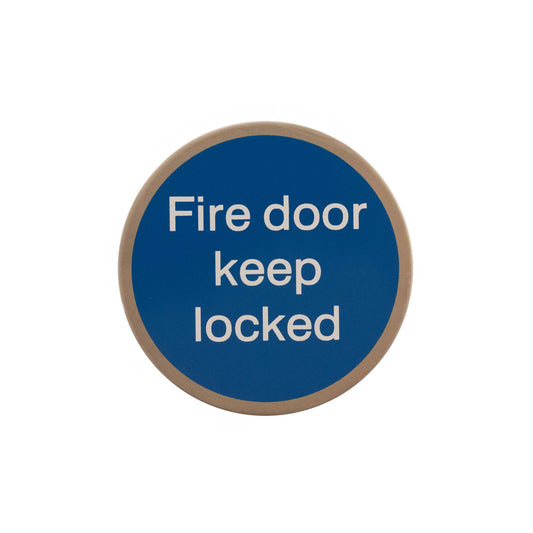 Atlantic Fire Door Keep Locked Disc Sign 3M Adhesive 75mm - Satin Stainless Steel - Default